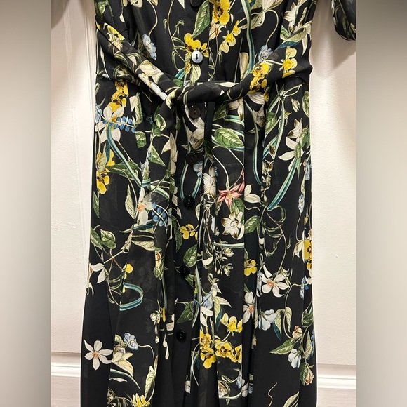 Rickie Freeman for Teri Jon Floral-Print Blouson-Sleeve Chiffon Midi Dress - Picture 5 of 12